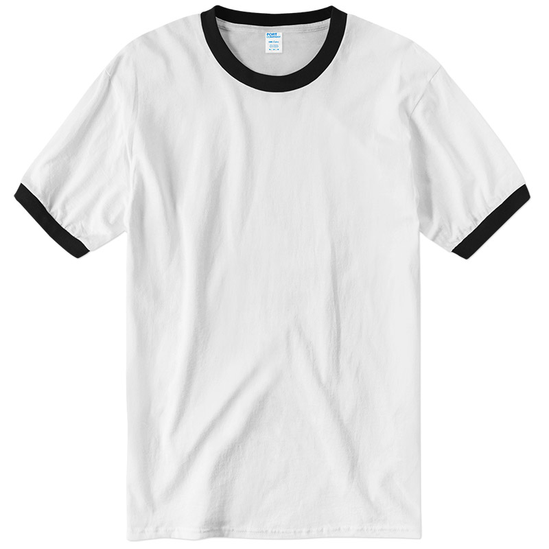Port and Company Cotton Ringer Tee - White/Jet Black