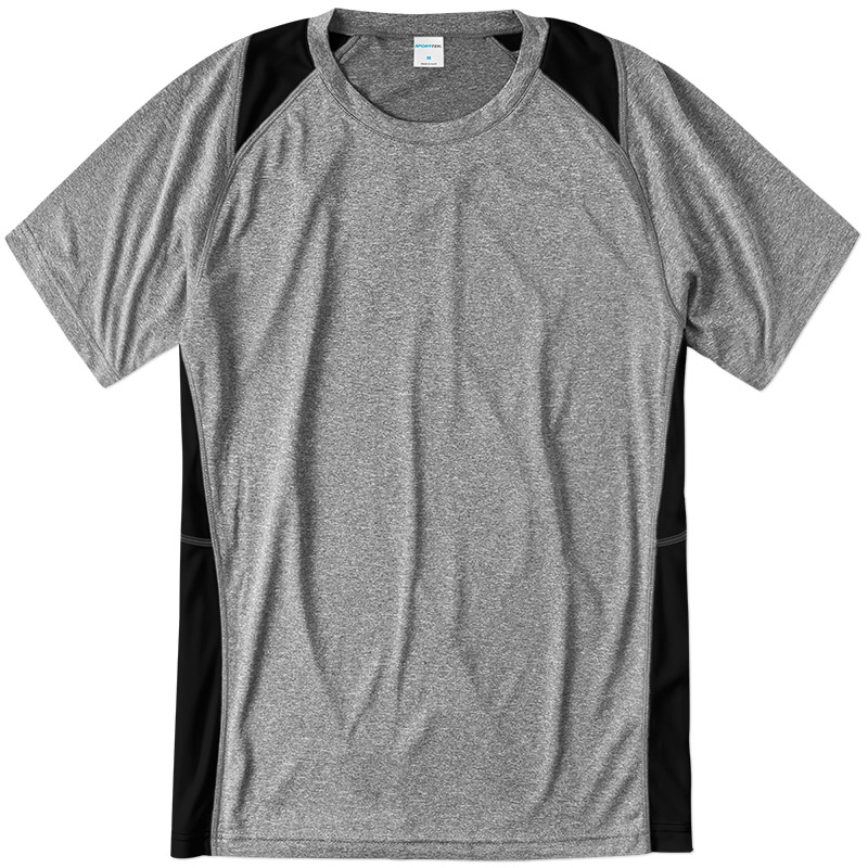 Sport Tek Colorblock Heather Performance Tee - Vintage Heather/Black